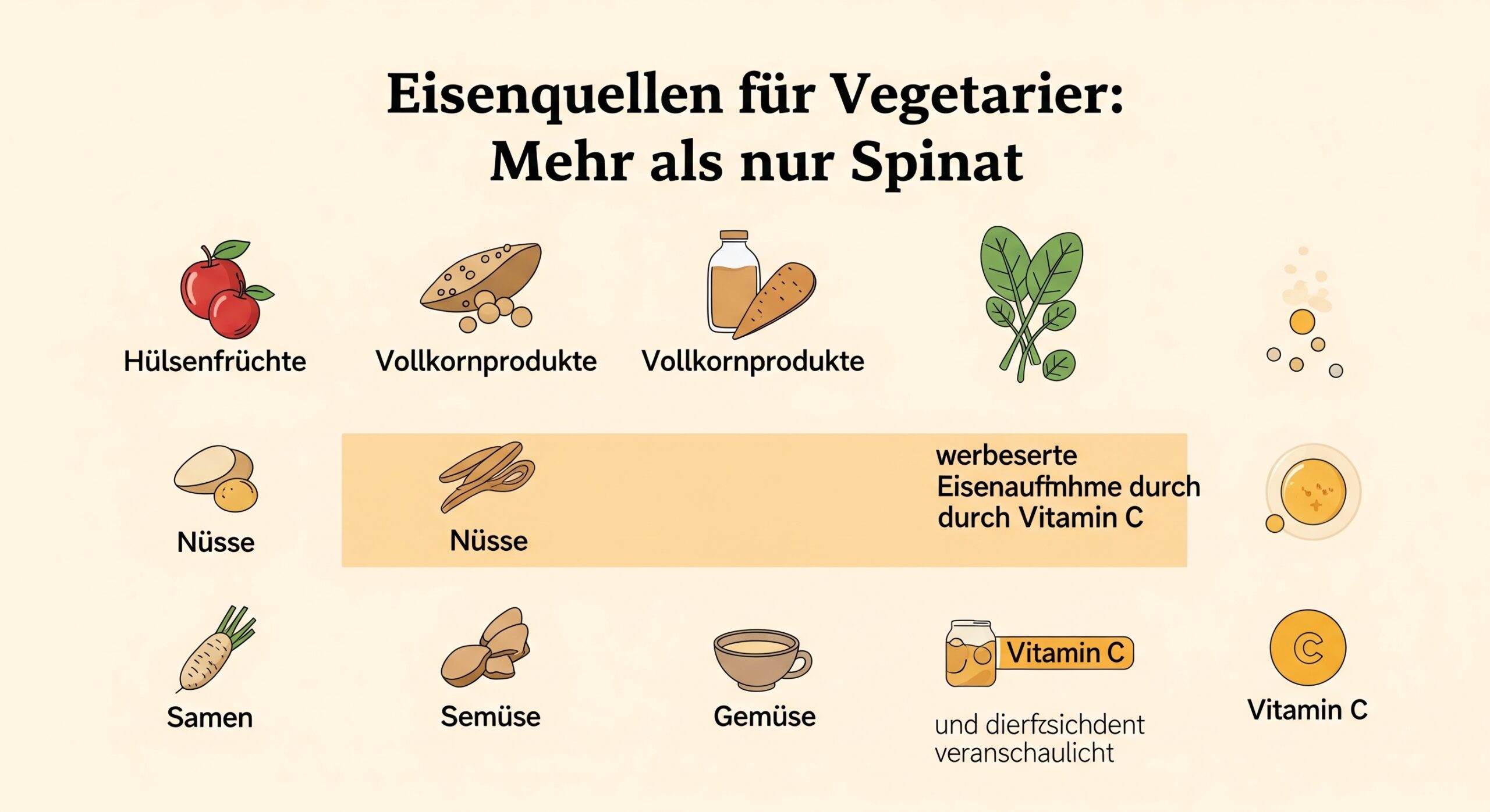 Die besten Nahrungsmittel als Quelle für Eisen für Vegetraische Ernährung Nahrungsmittel als Quelle für Eisen für Vegetarier